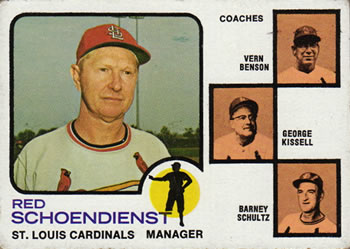 Cardinals Field Leaders (Red Schoendienst / Vern Benson / George Kissell / Barney Schultz)