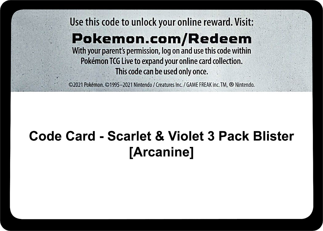 Code Card Scarlet & Violet 3 Pack Blister [Arcanine]