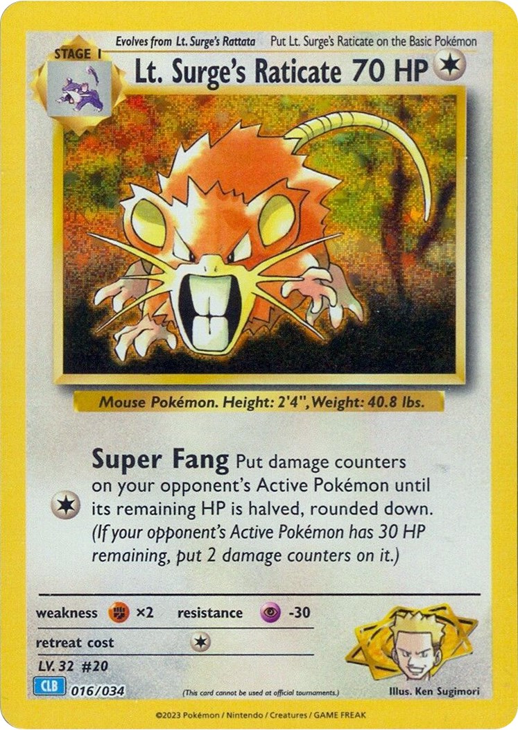#016/034 Lt. Surge's Raticate