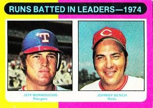 1974 RBI Leaders (Jeff Burroughs / Johnny Bench)