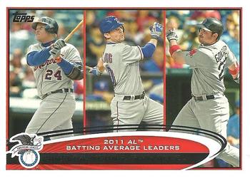 2011 AL Batting Average Leaders (Miguel Cabrera / Michael Young / Adrian Gonzalez)
