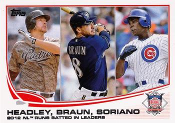 2012 NL Runs Batted In Leaders (Chase Headley / Ryan Braun / Alfonso Soriano)