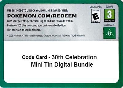 Code Card 30th Celebration Mini Tin digital bundle