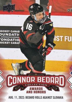 Aug 11, 2022: Bedard rolls against Slovakia