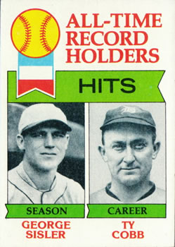 All-Time Record Holders: Hits (George Sisler / Ty Cobb) ATRH