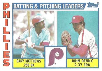 Phillies Leaders / Checklist (Gary Matthews / John Denny)