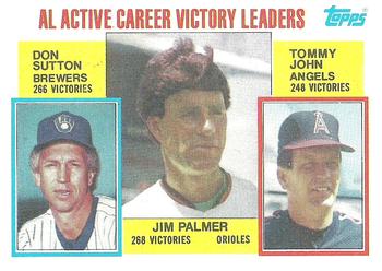 AL Active Career Victory Leaders (Jim Palmer / Don Sutton / Tommy John)