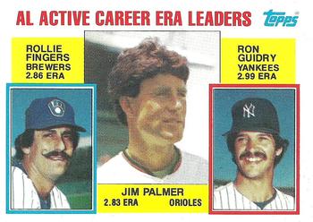 AL Active Career ERA Leaders (Jim Palmer / Rollie Fingers / Ron Guidry)