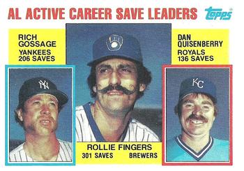 AL Active Career Save Leaders (Rollie Fingers / Rich Gossage / Dan Quisenberry)