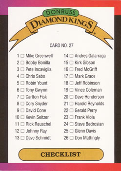 Diamond Kings Checklist: 1-26