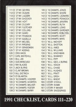 1991 Checklist: 111-220
