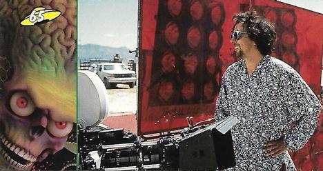 Director Tim Burton enjoys a laugh ...