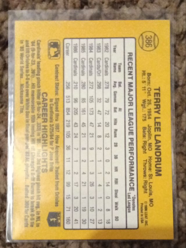 Back of card