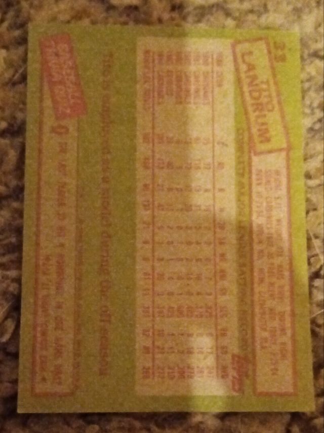 Back of card
