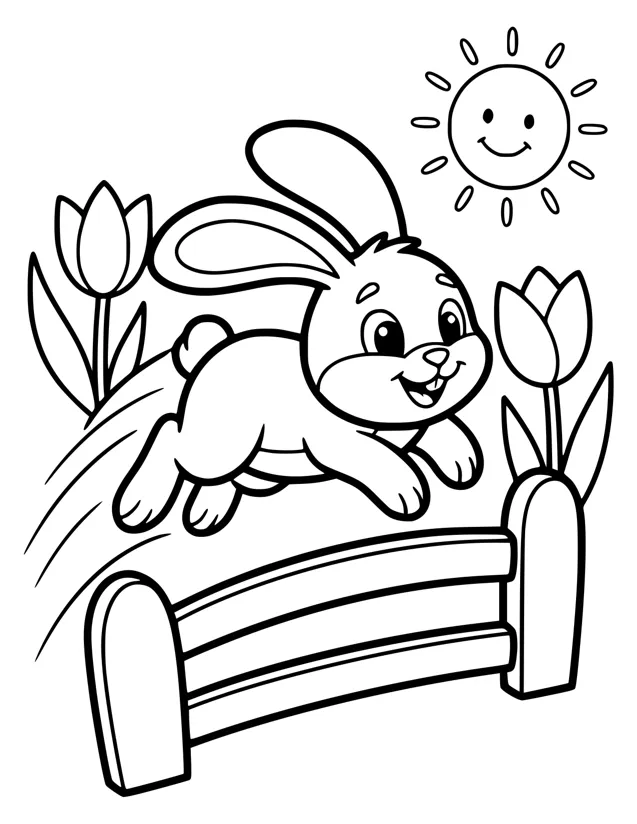 The Great Spring Leap | Free Coloring Page | Color It Daily | Color It ...