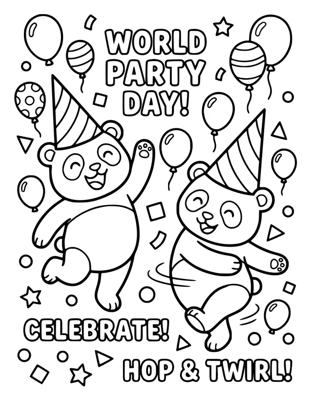 The Dancing Panda Party | Free Coloring Page | Color It Daily | Color ...