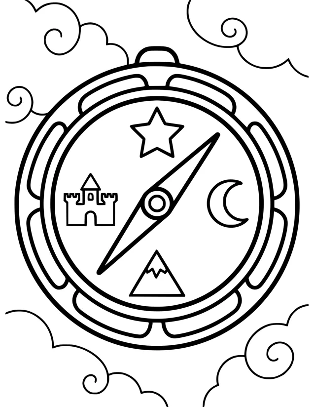 The Explorer's Magic Compass | Free Coloring Page | Color It Daily ...