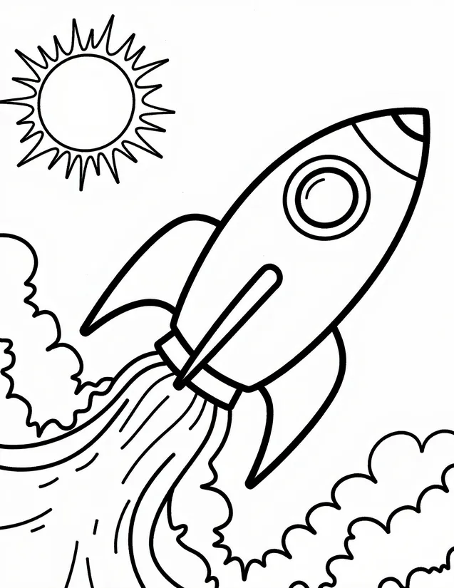 Rocket Blast Off | Free Coloring Page | Color It Daily | Color It Daily