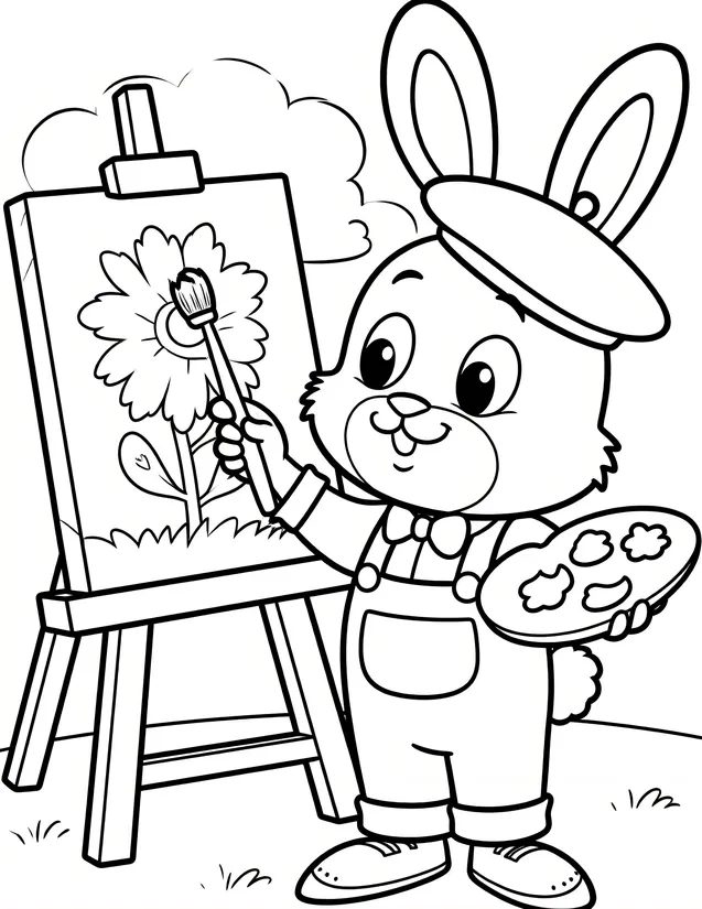 Rabbit's Art Project | Free Coloring Page | Color It Daily | Color It Daily