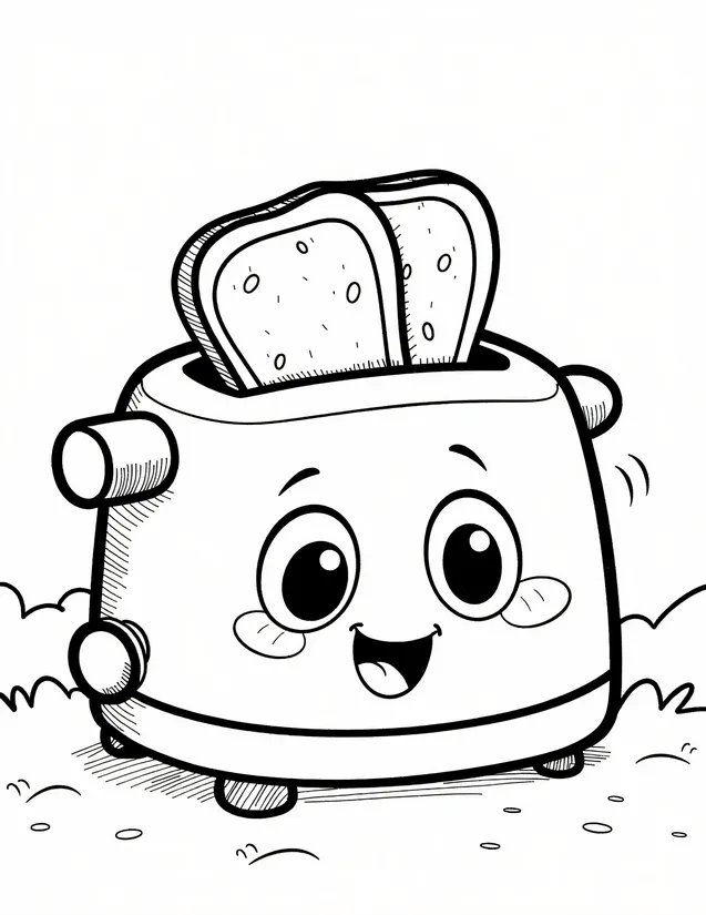 Happy Toaster and Toast | Free Coloring Page | Color It Daily | Color ...