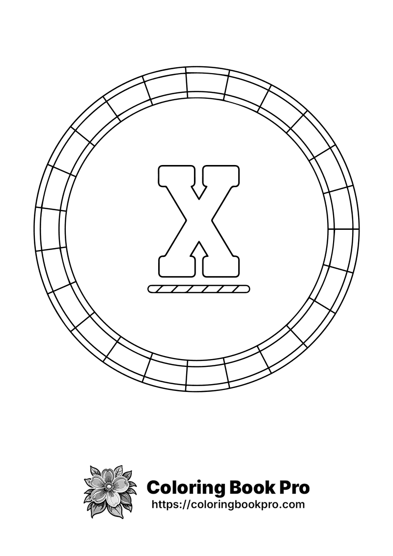 A black and white circle with the letter X inside it. icon