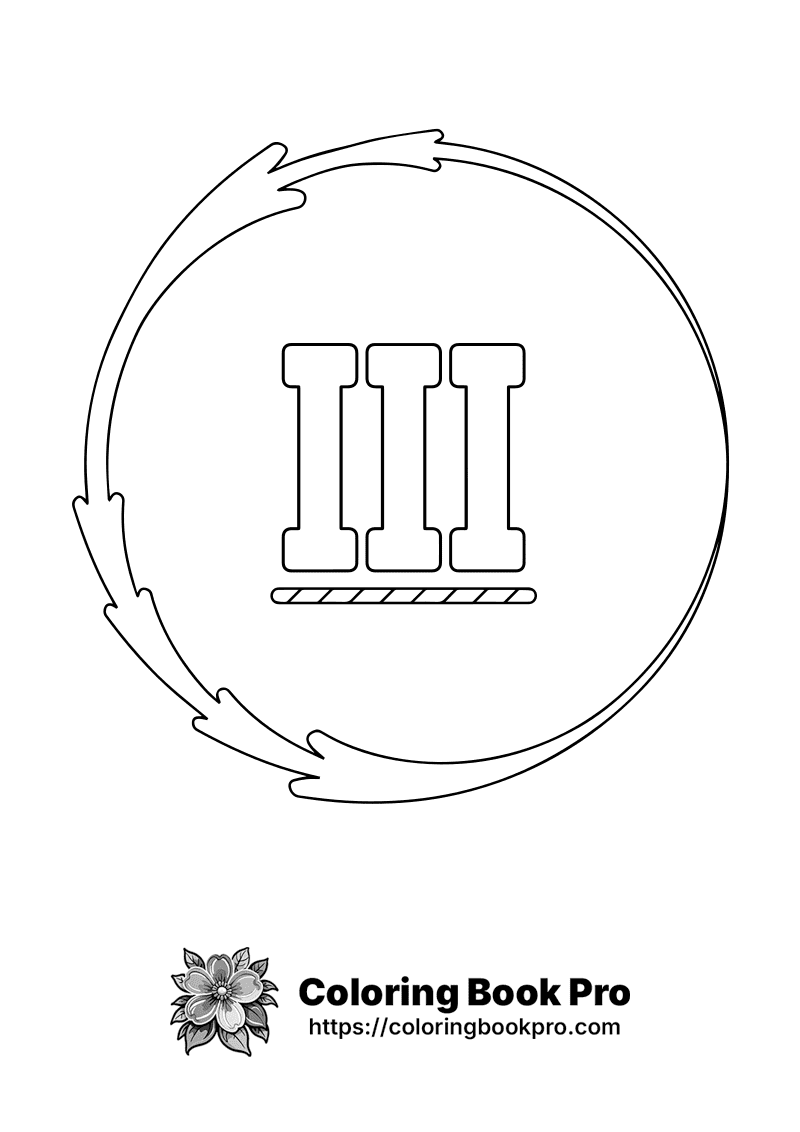 A circle with three arrows around it and the letter III in the middle. icon