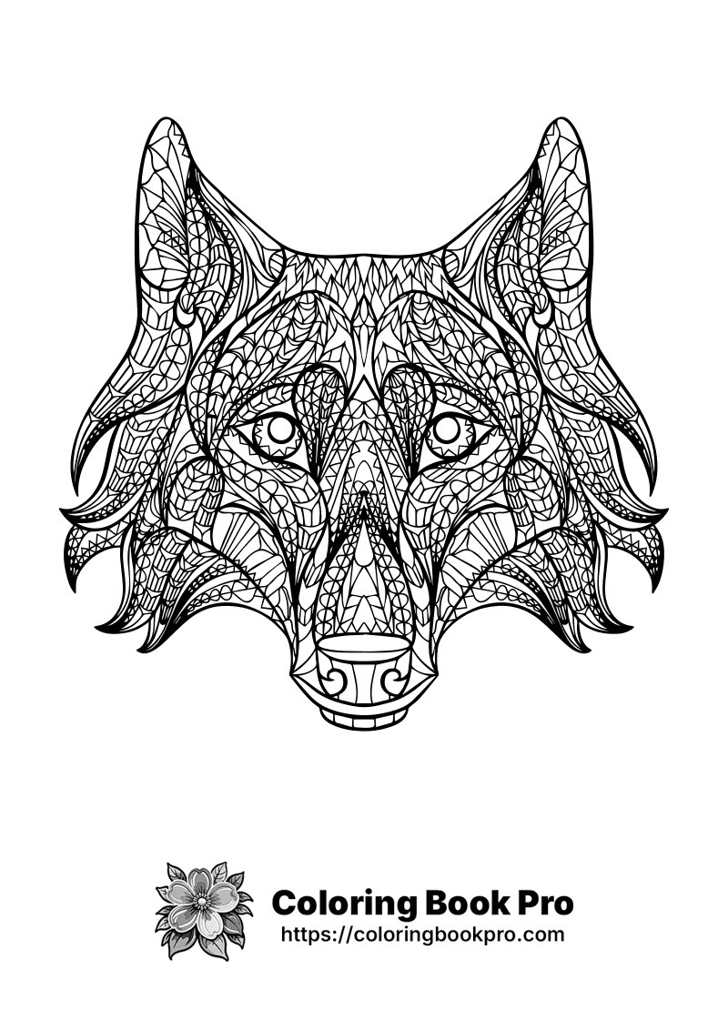 A black and white image of a wolf's head. icon