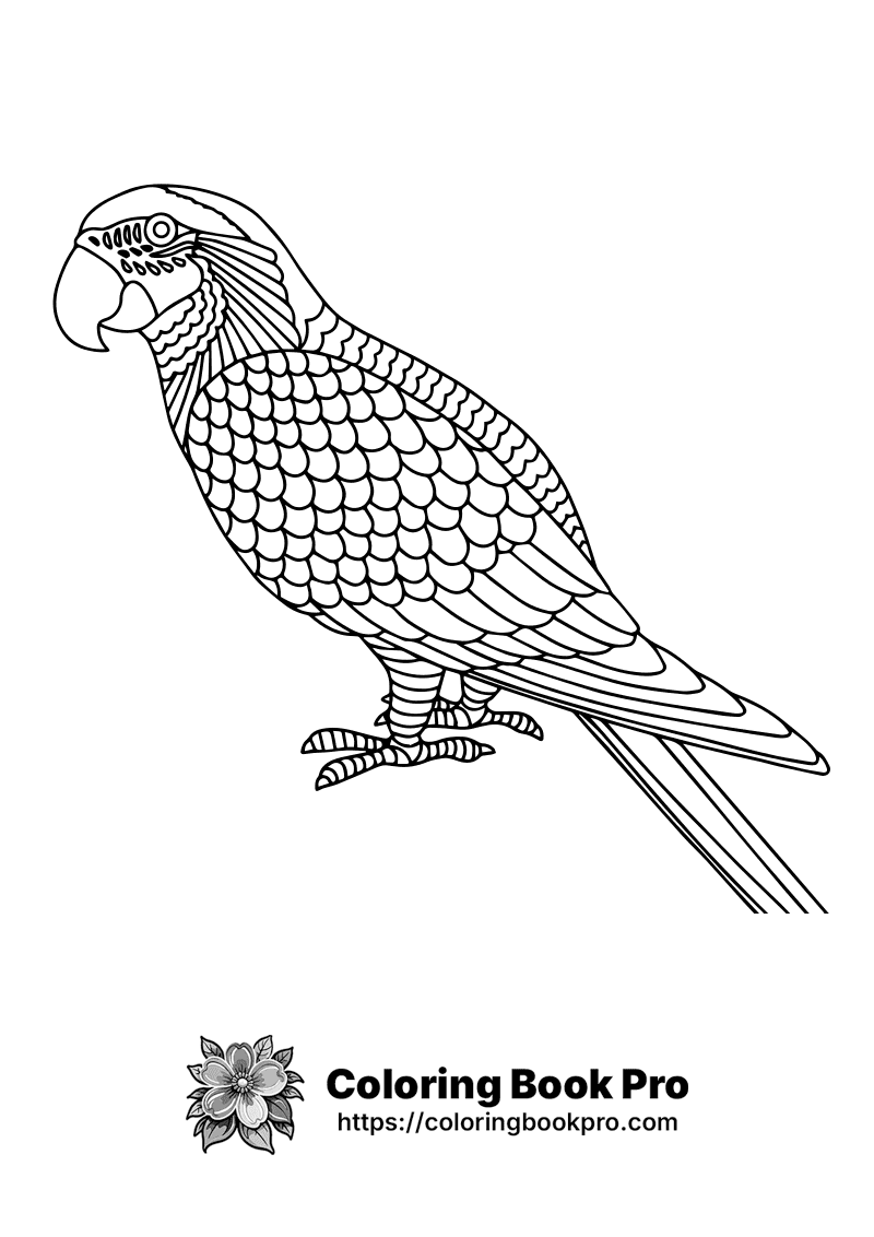 A parrot sits on a perch on a white background. icon