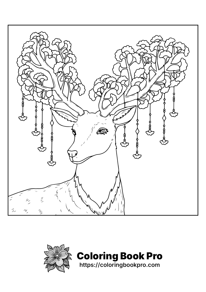 A deer with antlers standing under a tree. icon