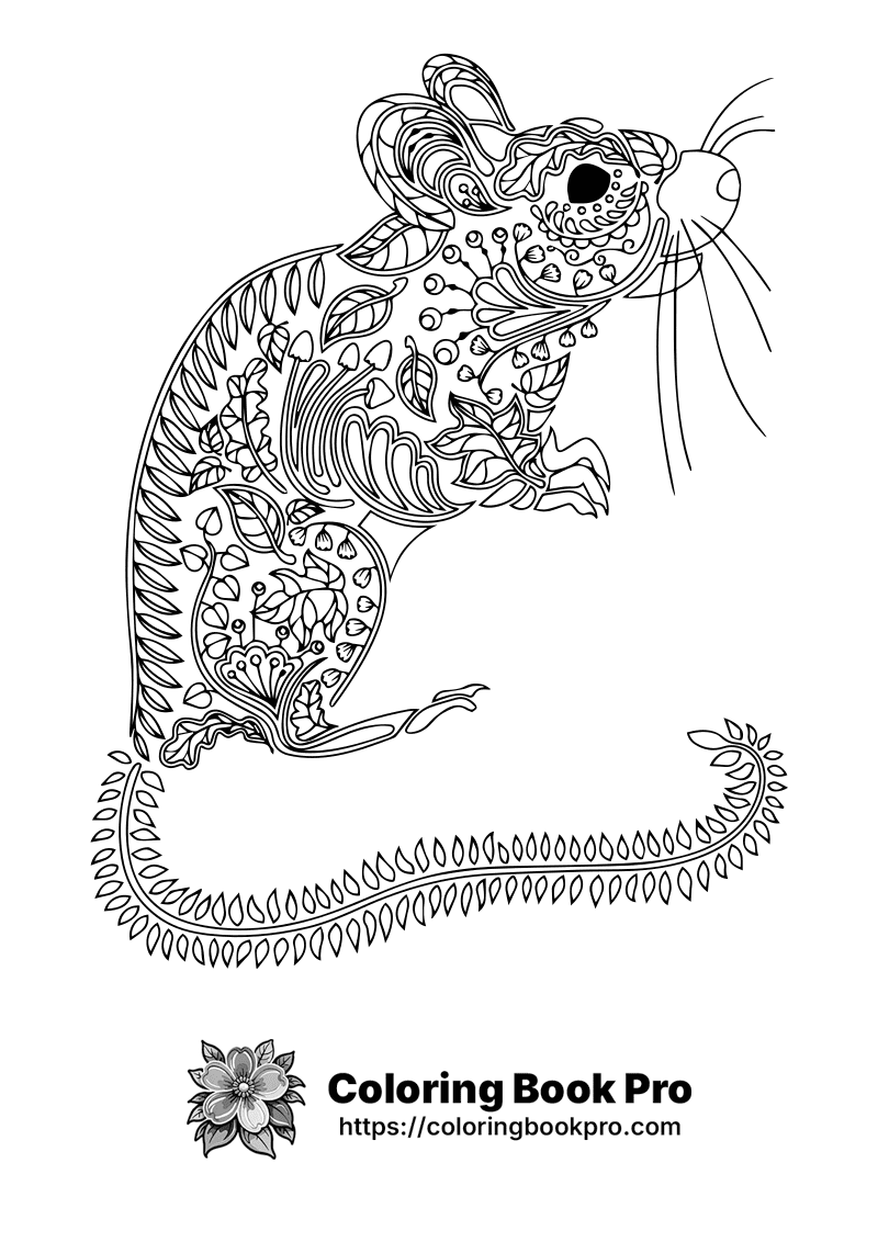 A coloring page of a chameleon with a floral pattern. icon