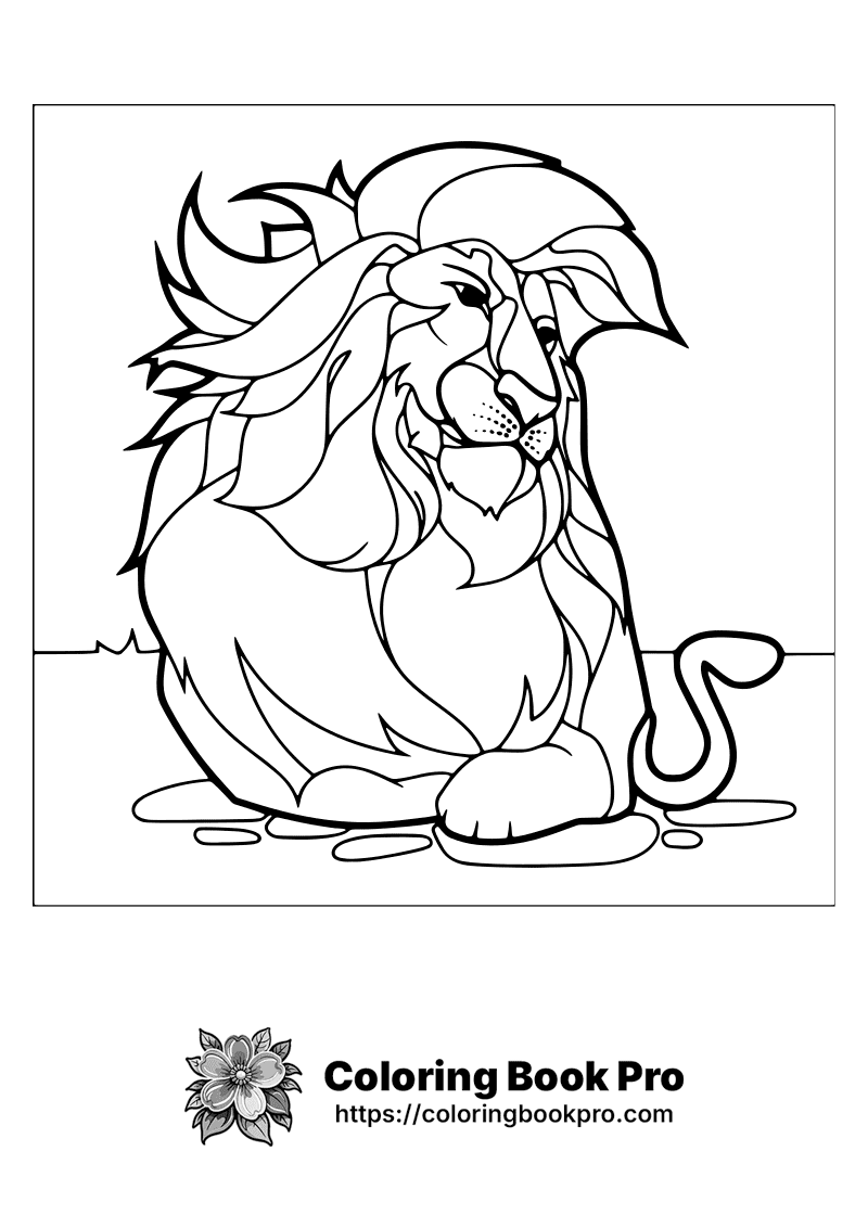 A black and white drawing of a lion. icon