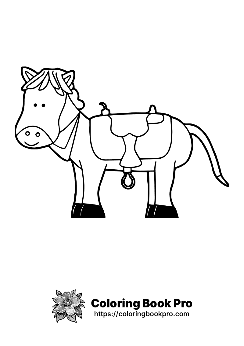 A cow with a saddle on its back. icon