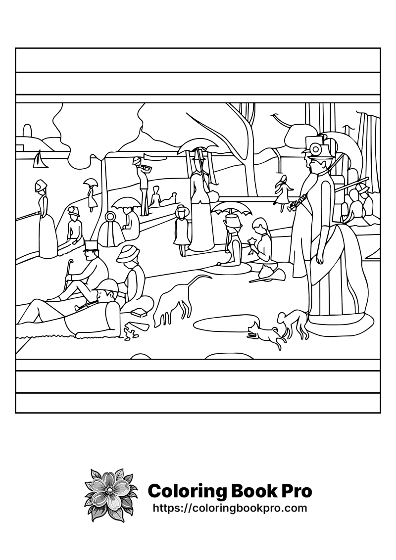 A black and white drawing of people sitting on the ground. icon