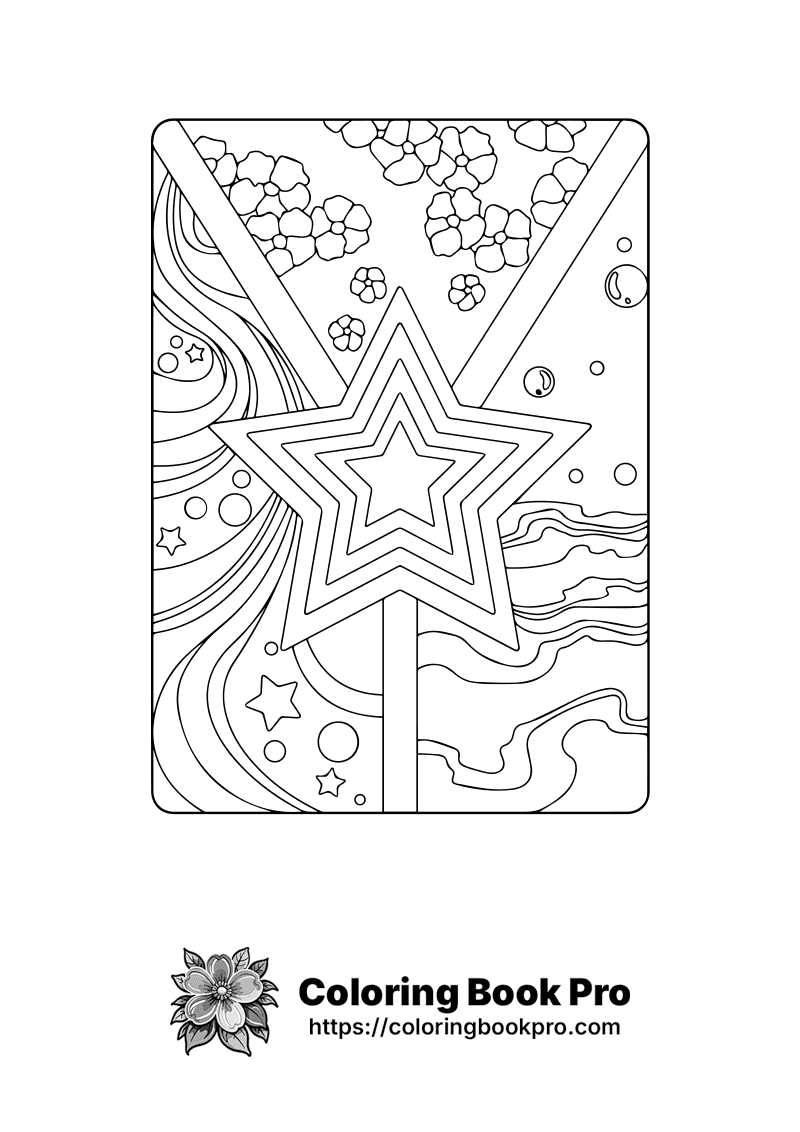 A coloring page with a star in the middle. icon