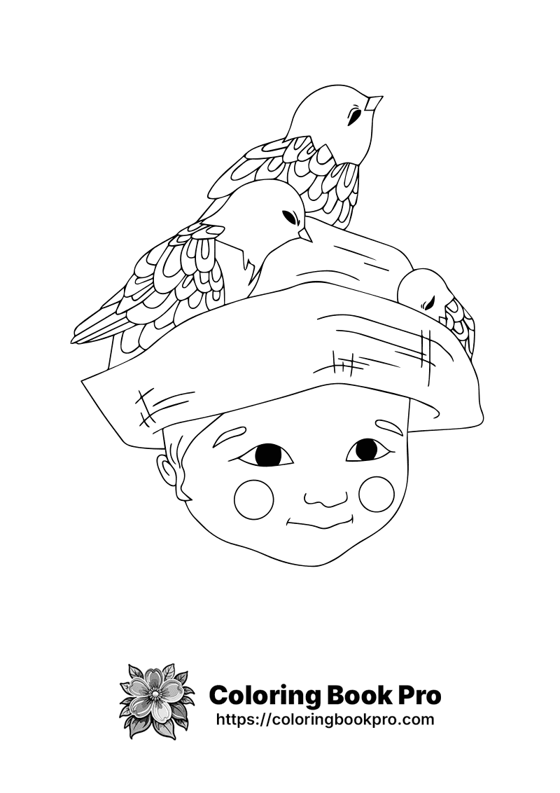 A black and white picture of a mask with birds on it. icon