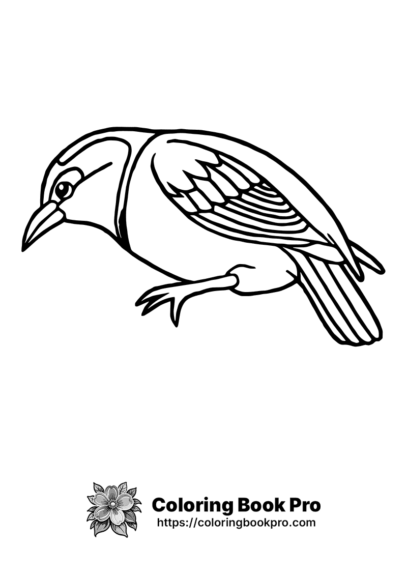 A black and white drawing of a bird. icon