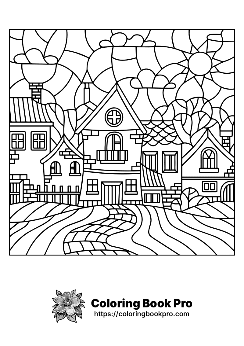 A black and white drawing of a house. icon