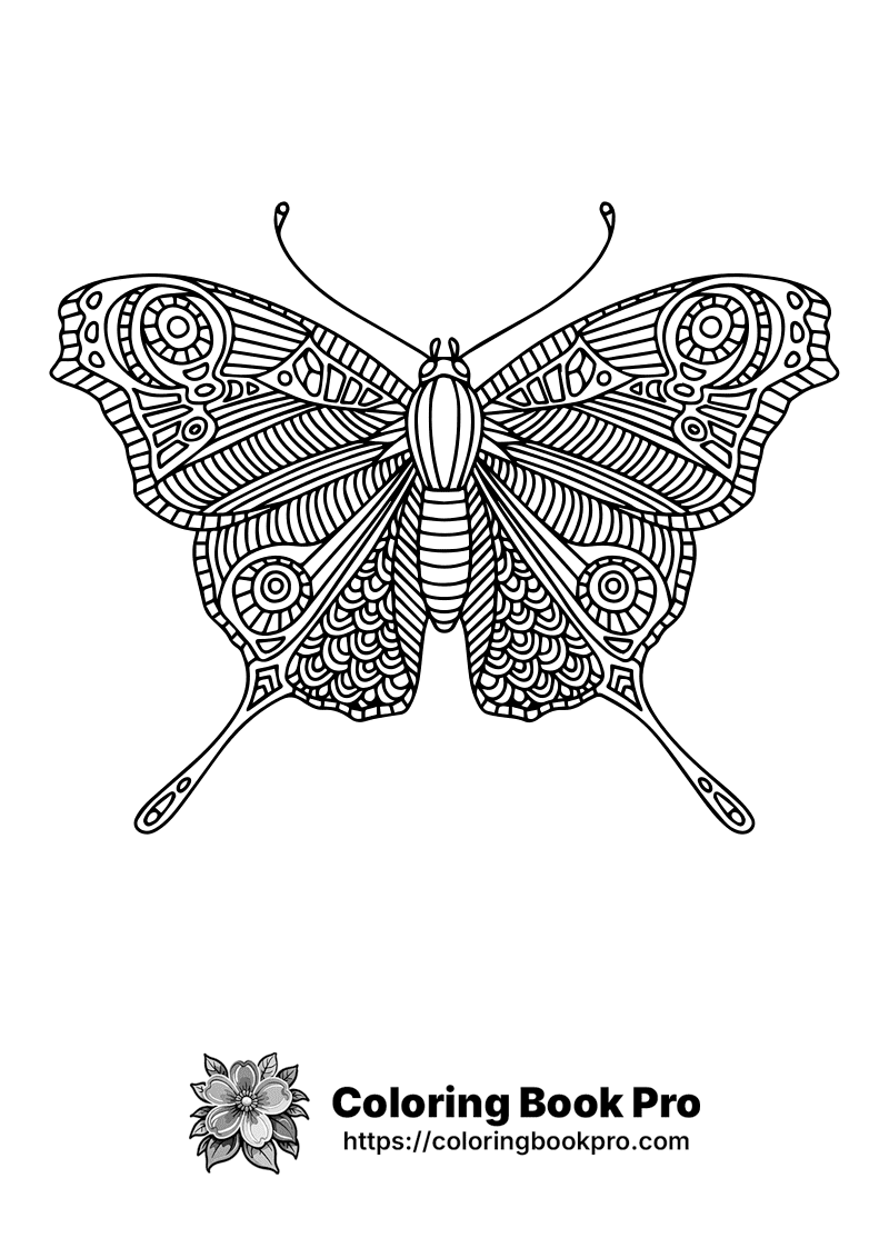 A black and white drawing of a butterfly icon