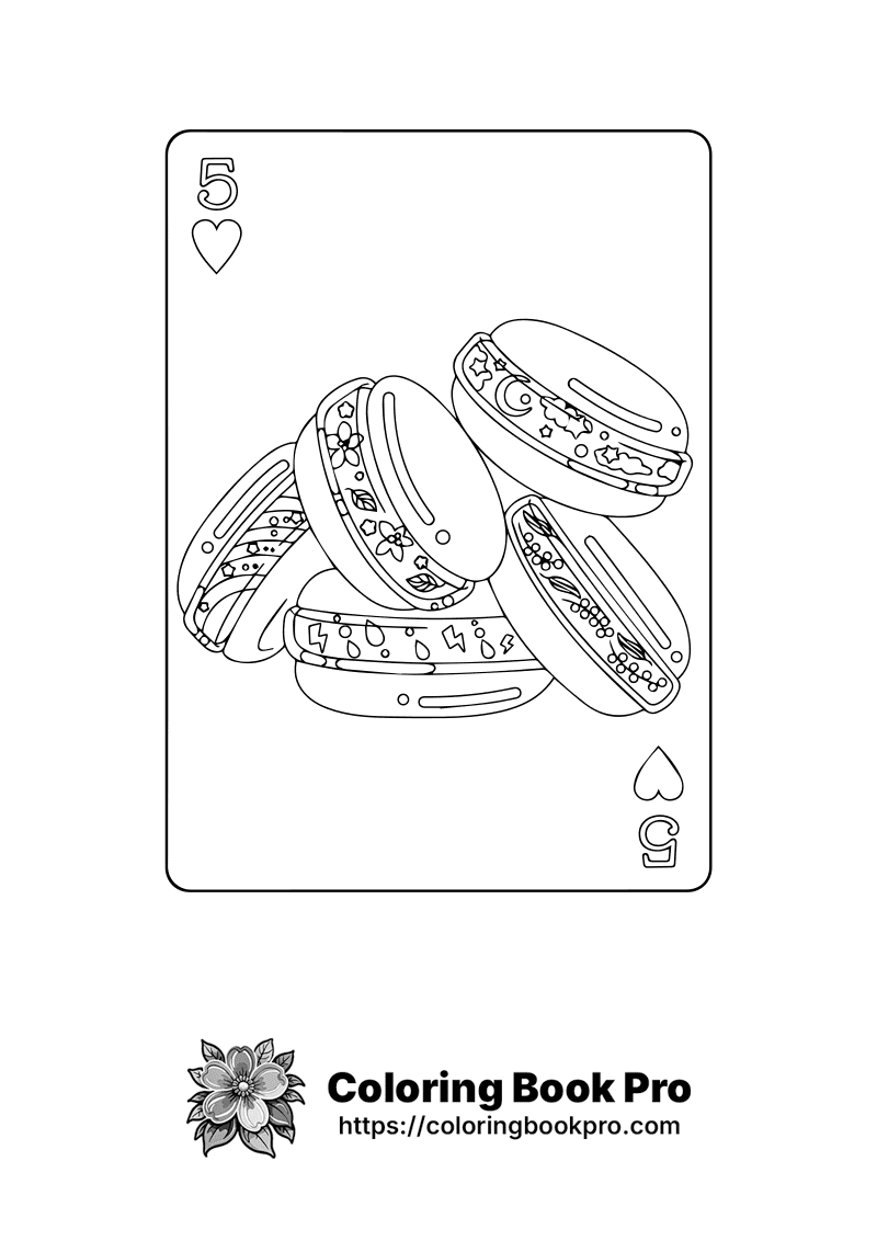 A stack of playing cards with a five heart on it. icon
