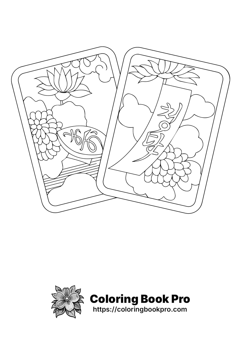 A black and white picture of two cards with flowers. icon