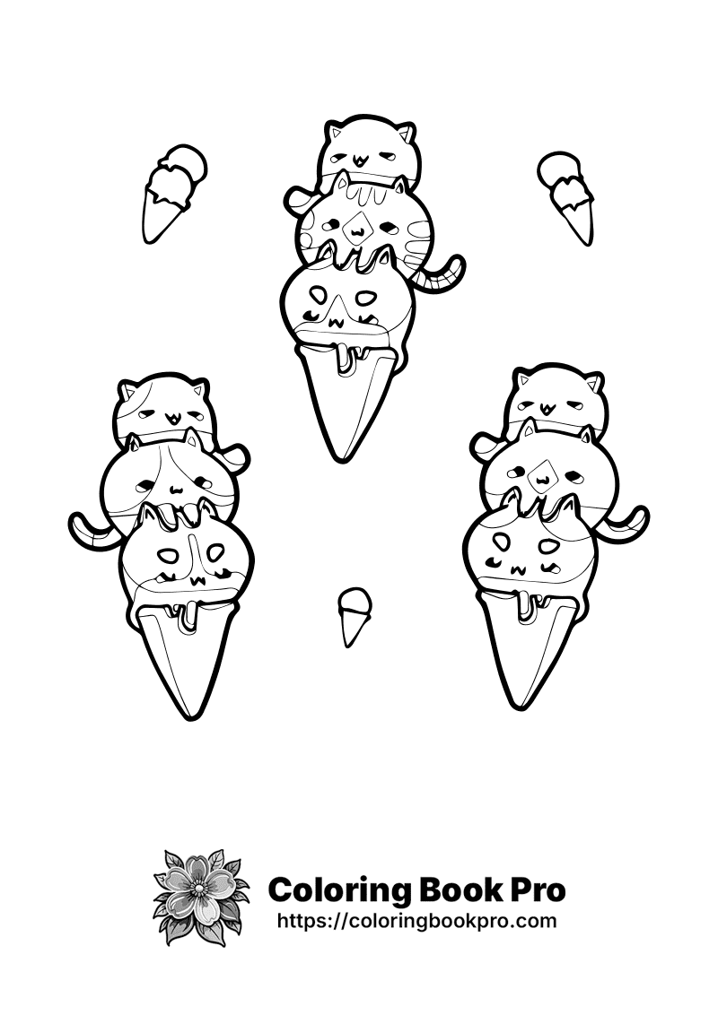 A black and white drawing of four ice cream cones. icon