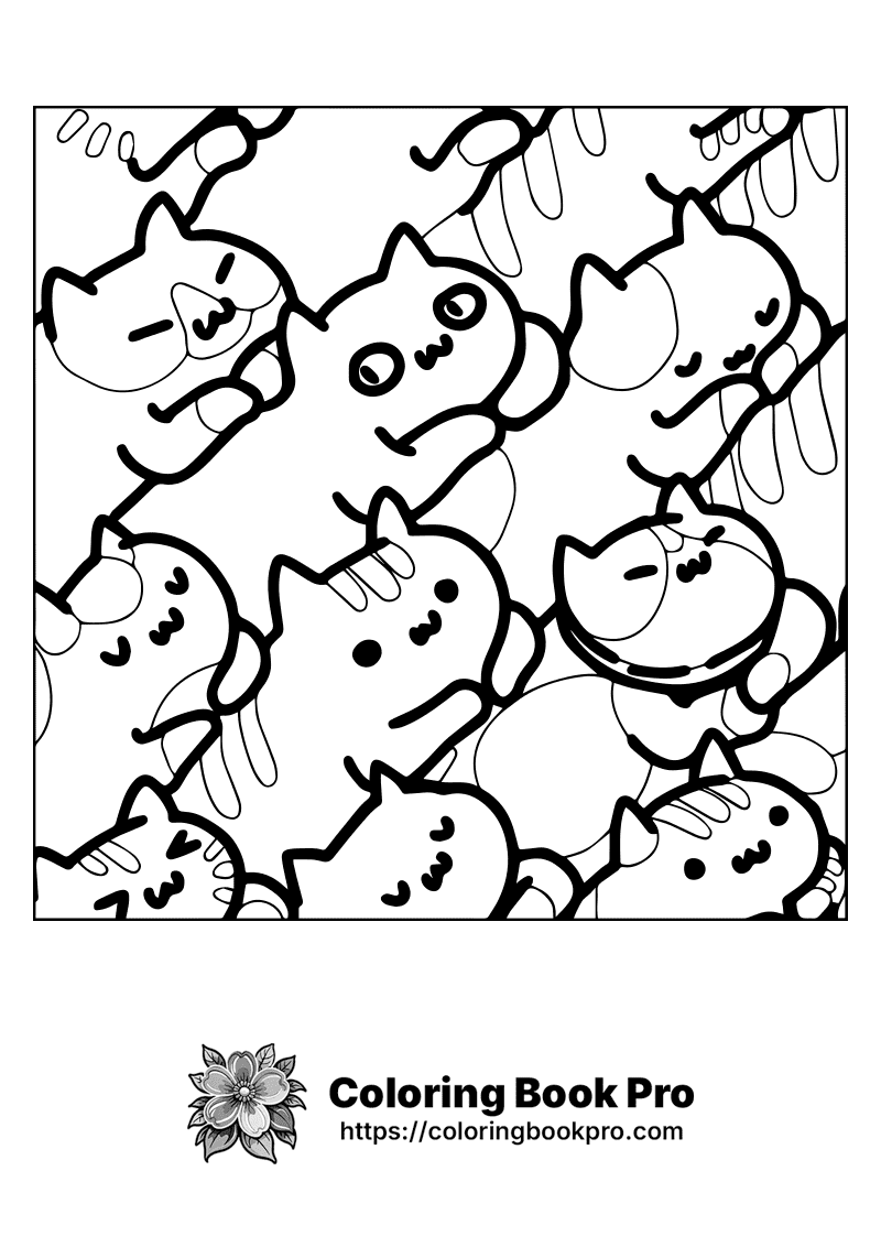 A black and white picture of a bunch of cats. icon