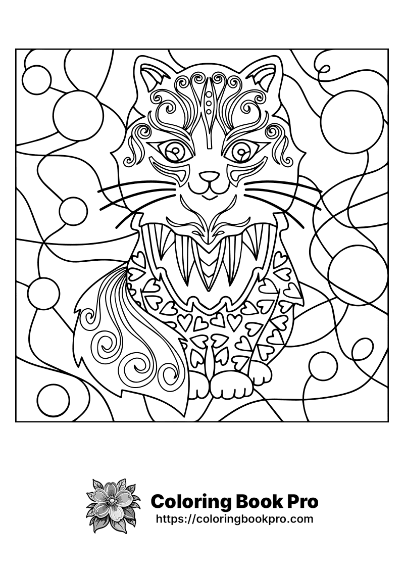 A black and white drawing of a cat. icon