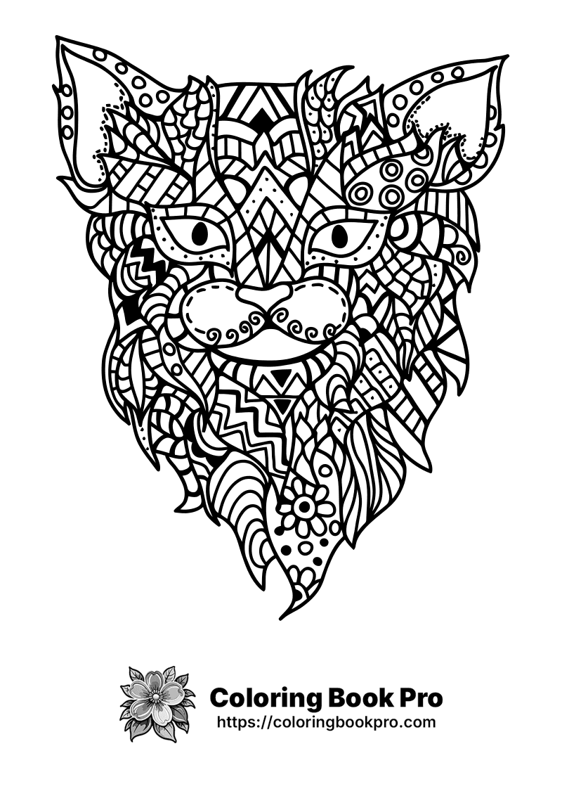 A black and white drawing of a cat's head. icon