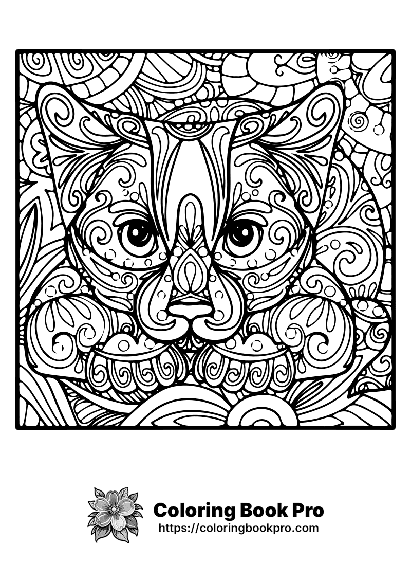A black and white coloring page of a cat. icon