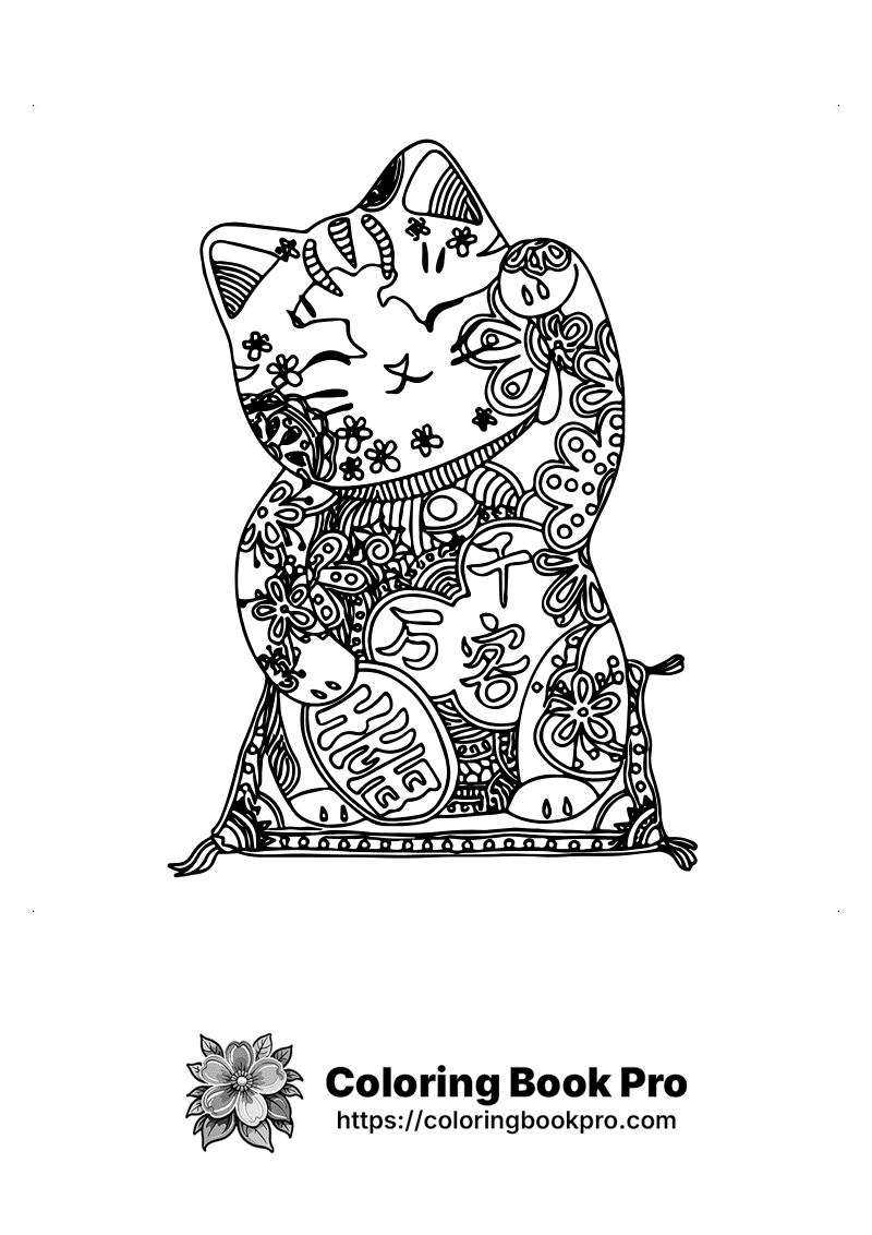 A black and white drawing of a cat. icon