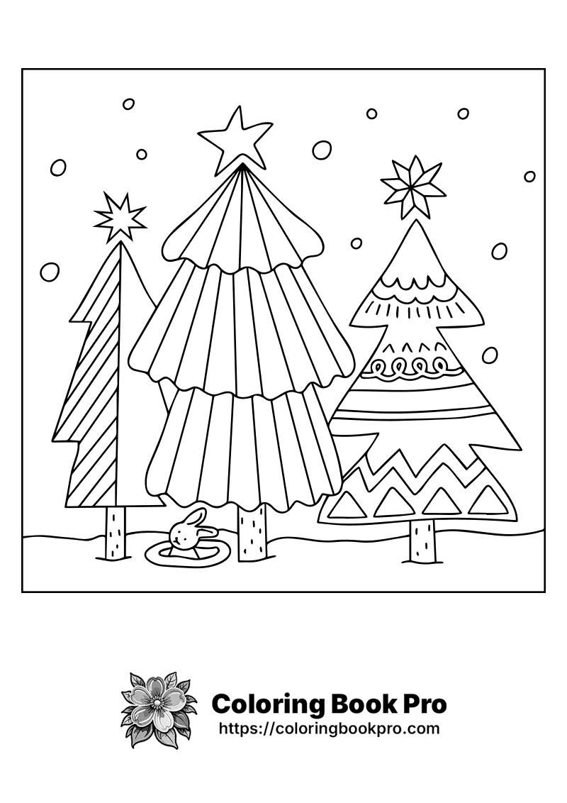A black and white picture of three christmas trees. icon