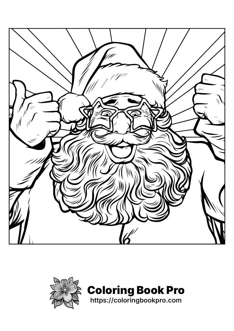 A black and white drawing of a santa claus. icon