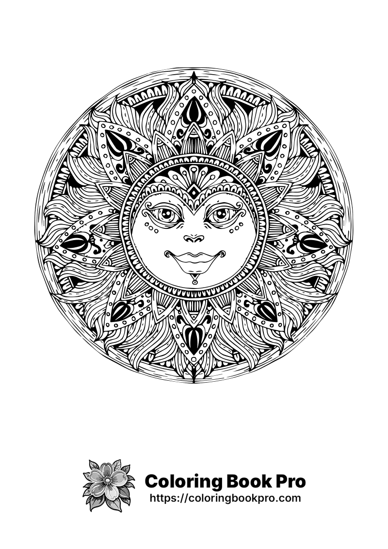 Sun with a face coloring page