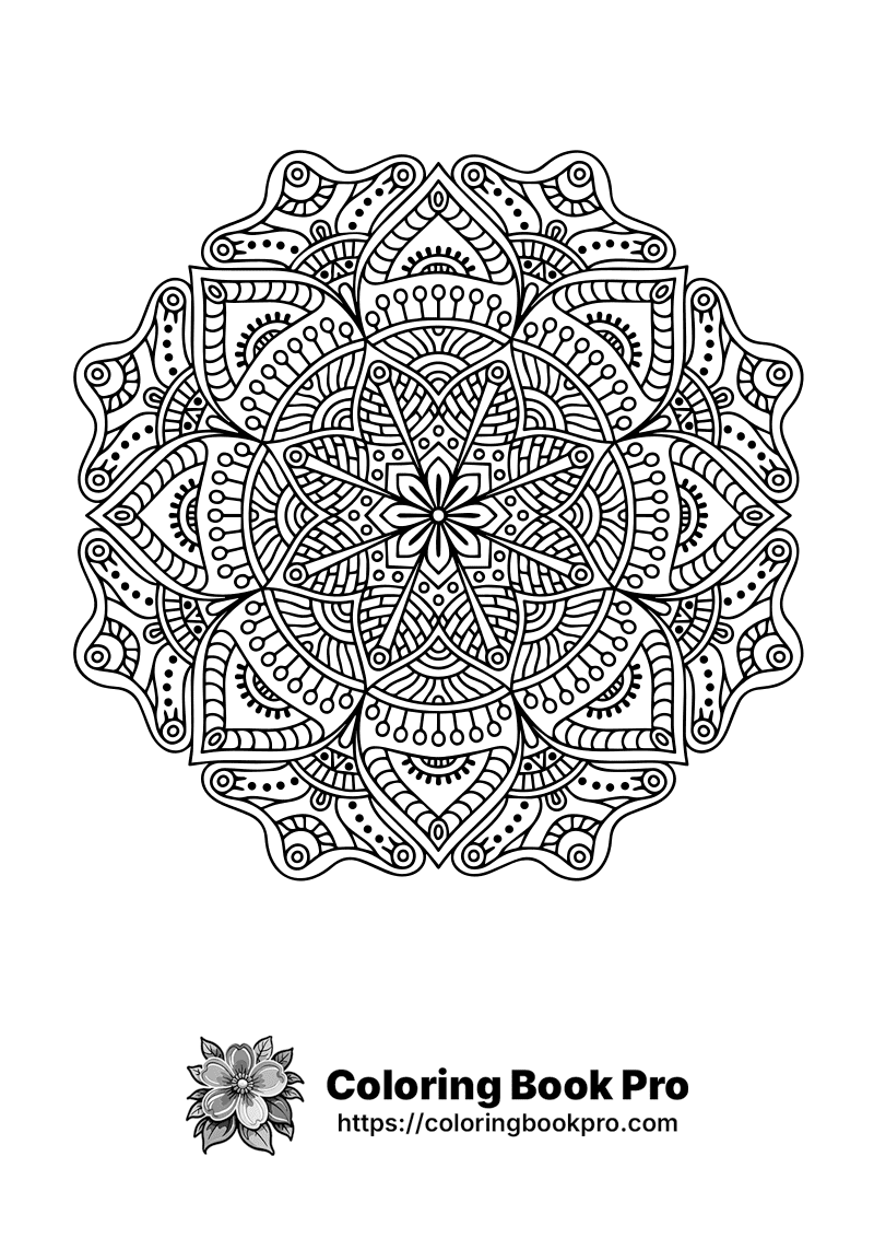 Intricate Floral Mandala Design coloring page